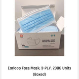 Earloop Face Mask, 3-Ply - 2,000 Units